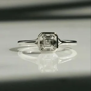 1.25Ct Asscher Diamond Ring Solitaire Moissanite Engagement Ring 14K Gold Wedding Anniversary Ring
