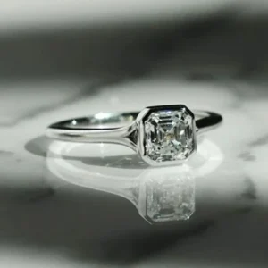 1.25Ct Asscher Diamond Ring Solitaire Moissanite Engagement Ring 14K Gold Wedding Anniversary Ring