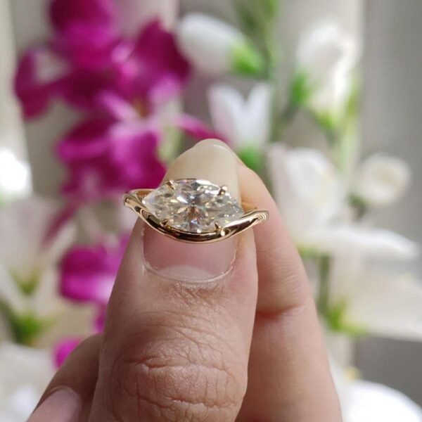 2.0Ct east West Marquise Diamond Ring Solitaire Moissanite Engagement Ring 14K Gold Wedding Anniversary Ring
