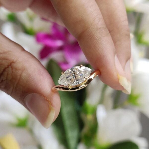 2.0Ct east West Marquise Diamond Ring Solitaire Moissanite Engagement Ring 14K Gold Wedding Anniversary Ring