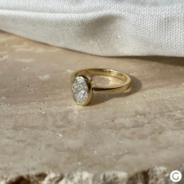 1 CT Oval Moissanite Solitaire Engagement Ring – 18K Rose Gold