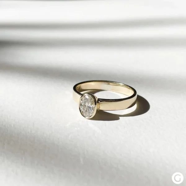 1 CT Oval Moissanite Solitaire Engagement Ring – 18K Rose Gold