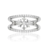 Enchanted Disney Elsa 1/4 CT. T.W. Cubic Zirconia Diamond Snowflake Orbit Split Shank Ring In 14k White Gold Finish