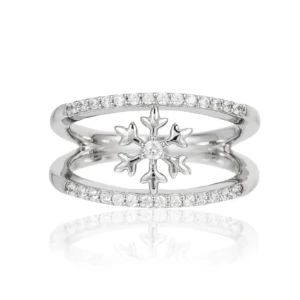 Enchanted Disney Elsa 1/4 CT. T.W. Cubic Zirconia Diamond Snowflake Orbit Split Shank Ring In 14k White Gold Finish