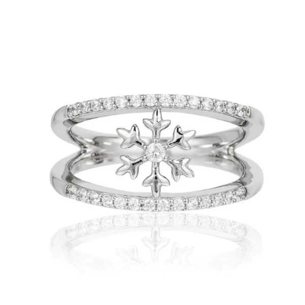 Enchanted Disney Elsa 1/4 CT. T.W. Cubic Zirconia Diamond Snowflake Orbit Split Shank Ring In 14k White Gold Finish