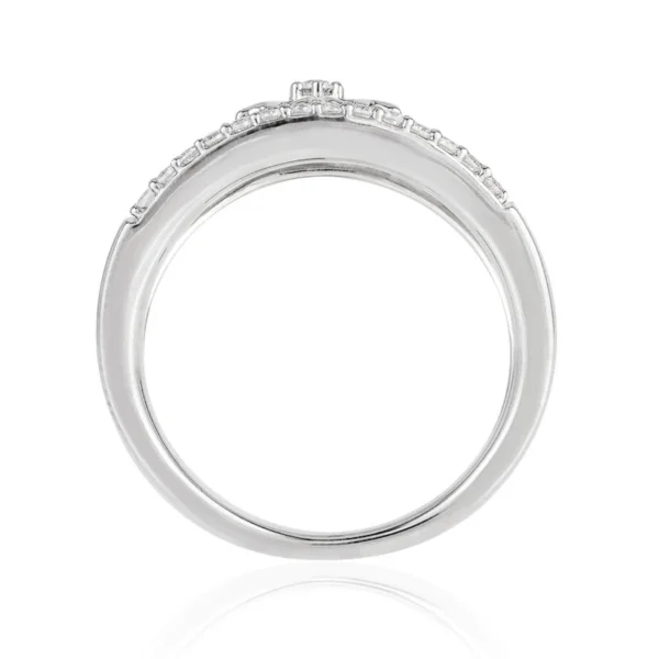 Enchanted Disney Elsa 1/4 CT. T.W. Cubic Zirconia Diamond Snowflake Orbit Split Shank Ring In 14k White Gold Finish