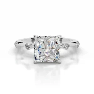 Princess Diana Style Moissanite Solitaire Engagement Ring, Princess Moissanite Starling Silver Promise Ring, Anniversary Ring Gift for Wife