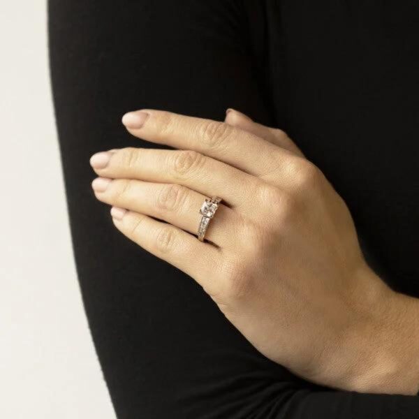 Princess Cut Moissanite Solitaire Ring, Wedding Ring, Vintage Princess Ring, Bezel Set Ring, Anniversary Gift for Wife