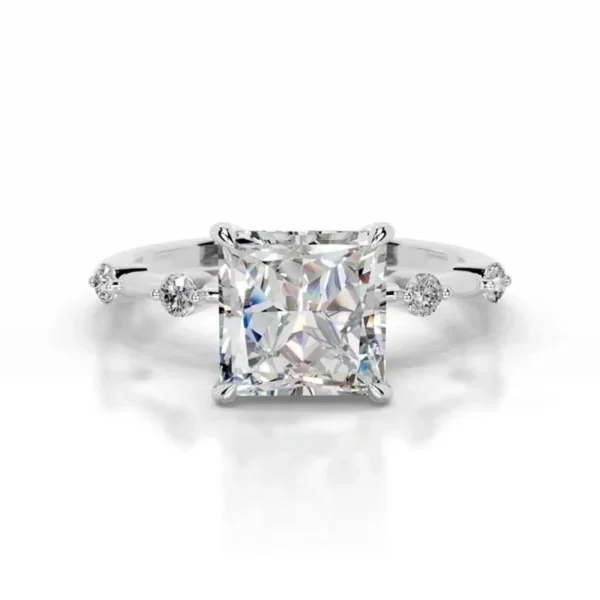 Princess Diana Style Moissanite Solitaire Engagement Ring, Princess Moissanite Starling Silver Promise Ring, Anniversary Ring Gift for Wife