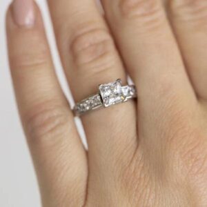 Princess Cut Moissanite Solitaire Ring, Wedding Ring, Vintage Princess Ring, Bezel Set Ring, Anniversary Gift for Wife