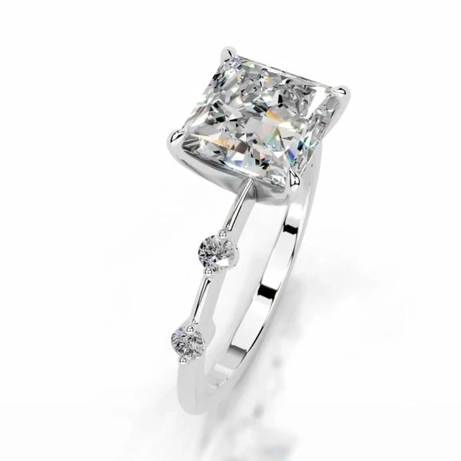 Princess Diana Style Moissanite Solitaire Engagement Ring, Princess Moissanite Starling Silver Promise Ring, Anniversary Ring Gift for Wife