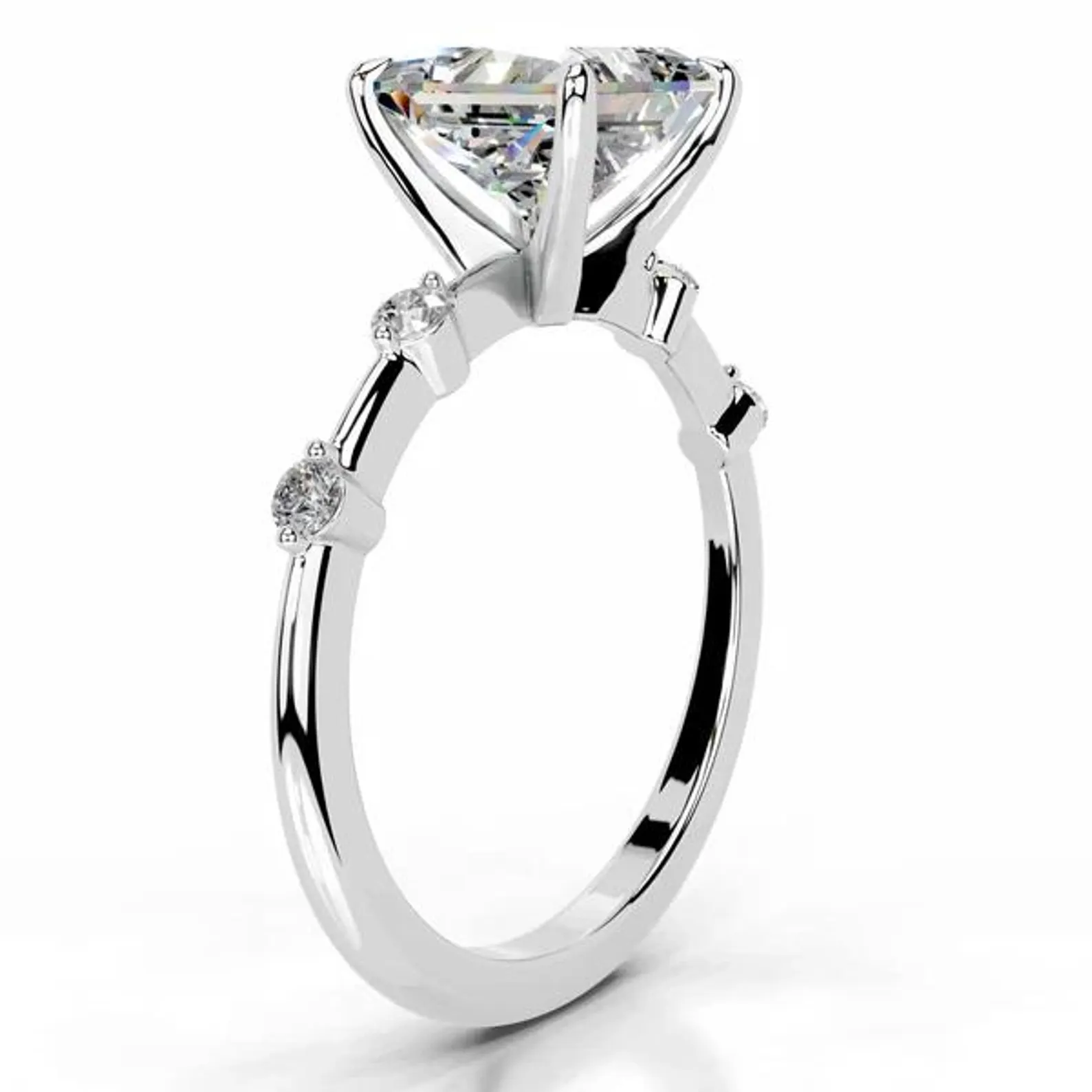 Princess Diana Style Moissanite Solitaire Engagement Ring, Princess Moissanite Starling Silver Promise Ring, Anniversary Ring Gift for Wife