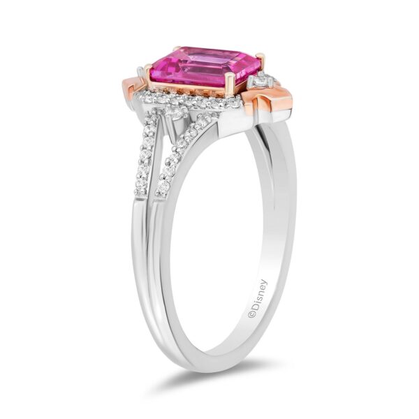 Enchanted Disney Fine Jewelry 14K Rose Gold Over Sterling Silver with 1/5 CTTW Diamonds Aurora Ring