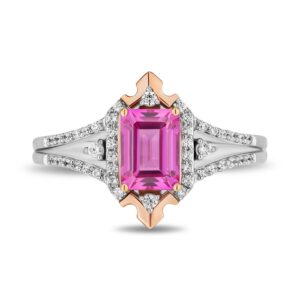 Enchanted Disney Fine Jewelry 14K Rose Gold Over Sterling Silver with 1/5 CTTW Diamonds Aurora Ring
