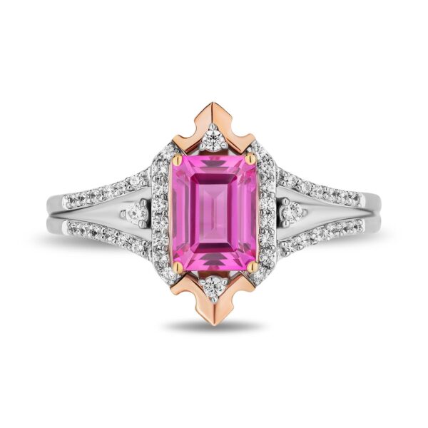 Enchanted Disney Fine Jewelry 14K Rose Gold Over Sterling Silver with 1/5 CTTW Diamonds Aurora Ring