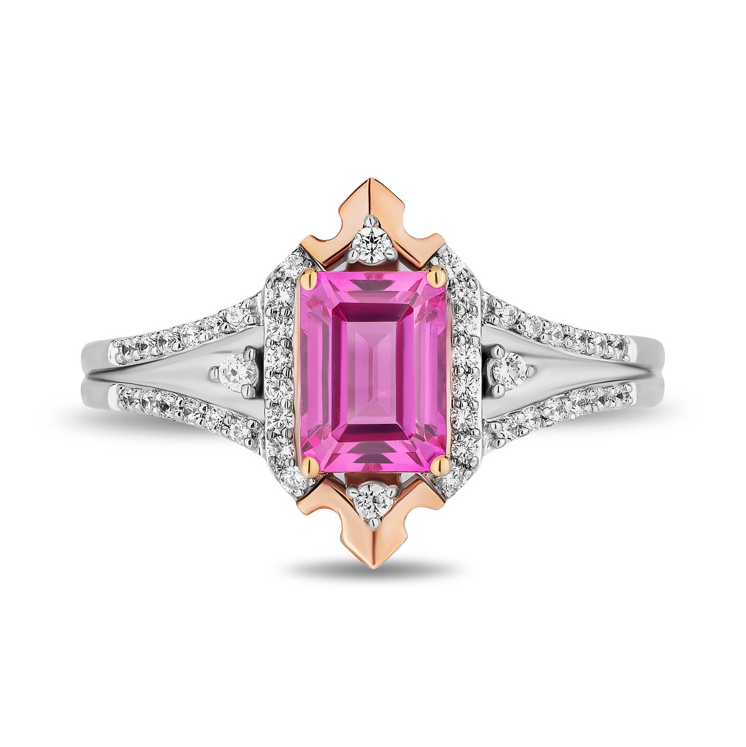 Enchanted Disney Fine Jewelry 14K Rose Gold Over Sterling Silver with 1/5 CTTW Diamonds Aurora Ring