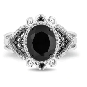 Enchanted Disney Treasures Ring, Black Onyx Ring, 3.0 Ct Black Oval Cut Diamond Ring, 925 Sterling Silver Ring, Enchanted Disney Ring