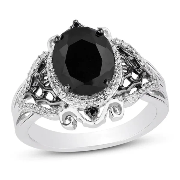 Enchanted Disney Treasures Ring, Black Onyx Ring, 3.0 Ct Black Oval Cut Diamond Ring, 925 Sterling Silver Ring, Enchanted Disney Ring
