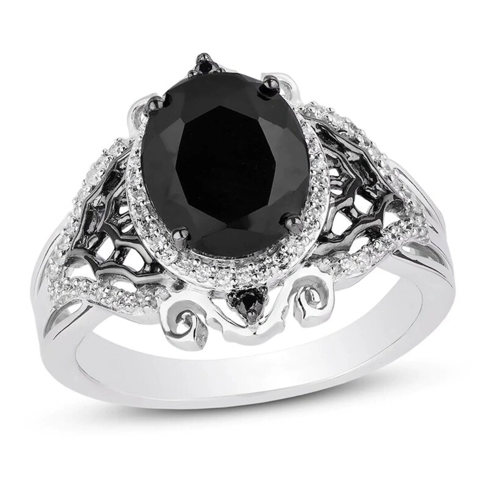 Enchanted Disney Treasures Ring, Black Onyx Ring, 3.0 Ct Black Oval Cut Diamond Ring, 925 Sterling Silver Ring, Enchanted Disney Ring