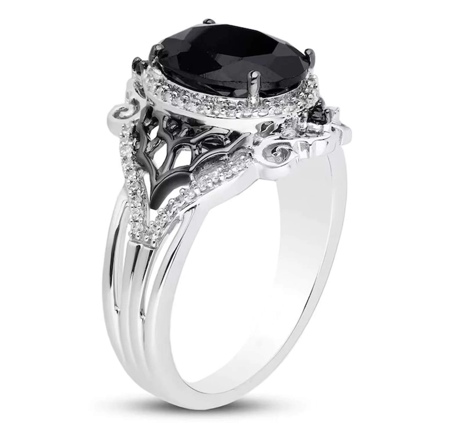 Enchanted Disney Treasures Ring, Black Onyx Ring, 3.0 Ct Black Oval Cut Diamond Ring, 925 Sterling Silver Ring, Enchanted Disney Ring