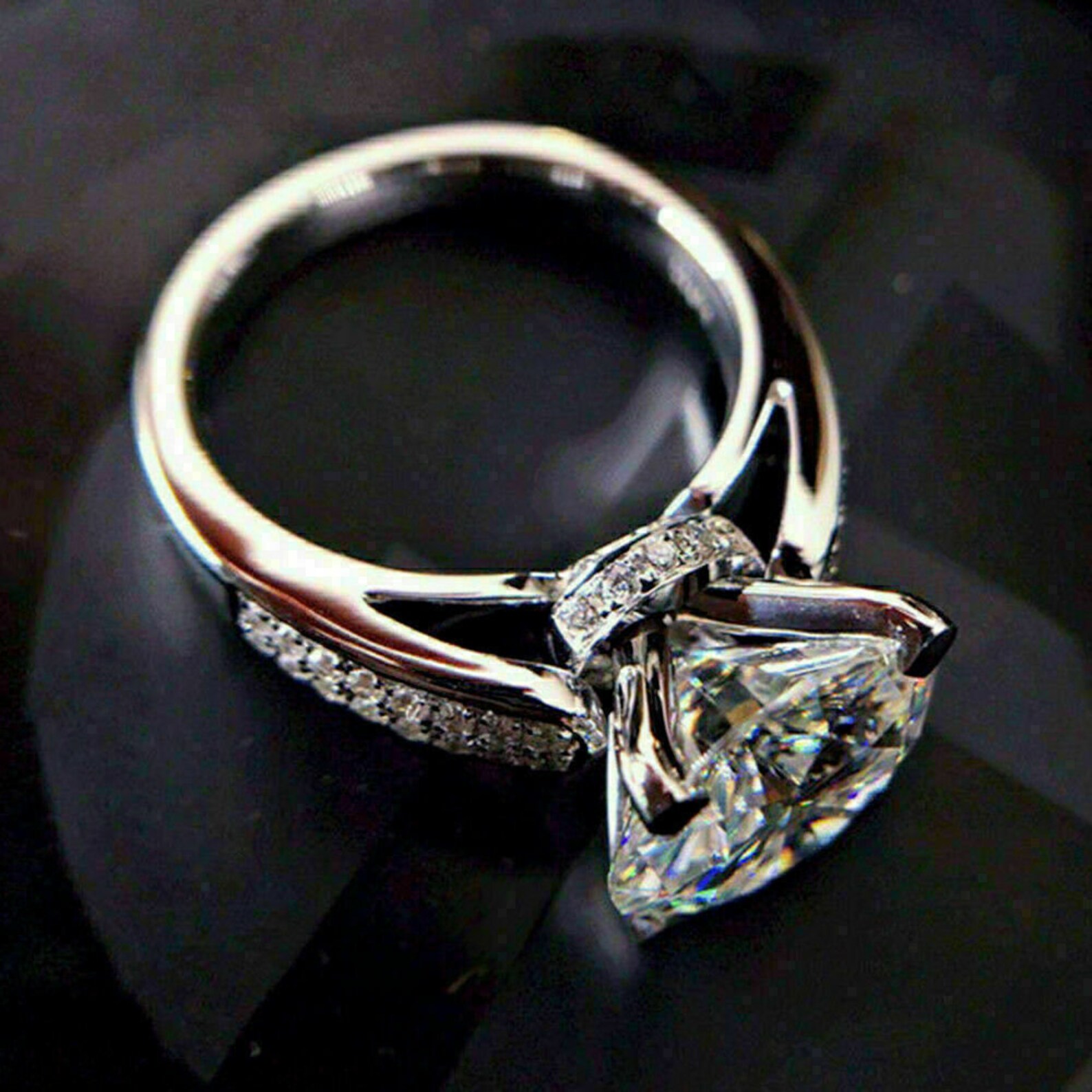 2.50 Ct White Round Cut Moissanite Solitaire Ring, Hidden Halo Ring, Diamond Engagement Ring, Anniversary Gift, Promise Ring Wedding Ring