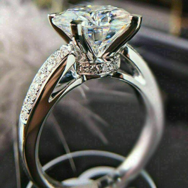 2.50 Ct White Round Cut Moissanite Solitaire Ring, Hidden Halo Ring, Diamond Engagement Ring, Anniversary Gift, Promise Ring Wedding Ring
