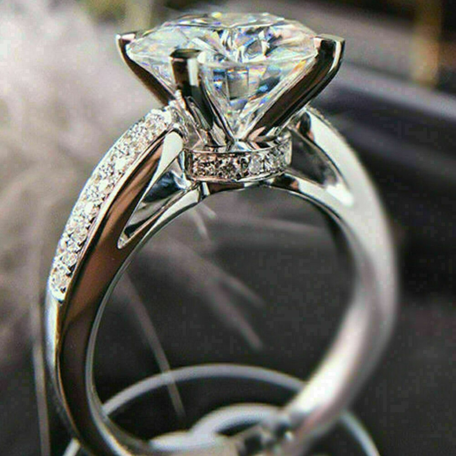 2.50 Ct White Round Cut Moissanite Solitaire Ring, Hidden Halo Ring, Diamond Engagement Ring, Anniversary Gift, Promise Ring Wedding Ring