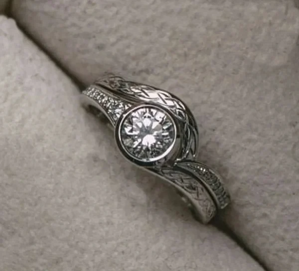 1890s Estate Vintage Bridal Set 1.20Ct Round Cut Diamond Engagement Ring Set In 925 Sterling Silver or 14K Gold Edwardian Antique Engagement Ring Set