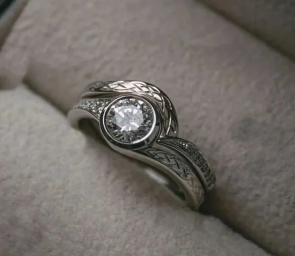1890s Estate Vintage Bridal Set 1.20Ct Round Cut Diamond Engagement Ring Set In 925 Sterling Silver or 14K Gold Edwardian Antique Engagement Ring Set