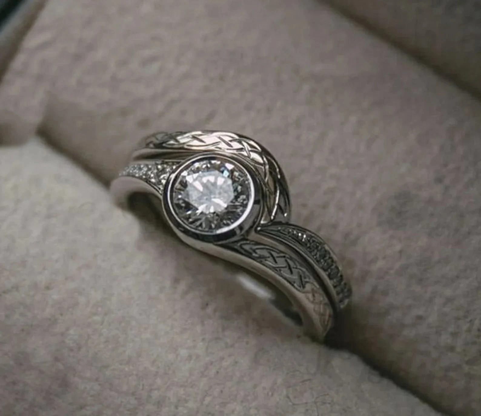 1890s Estate Vintage Bridal Set 1.20Ct Round Cut Diamond Engagement Ring Set In 925 Sterling Silver or 14K Gold Edwardian Antique Engagement Ring Set