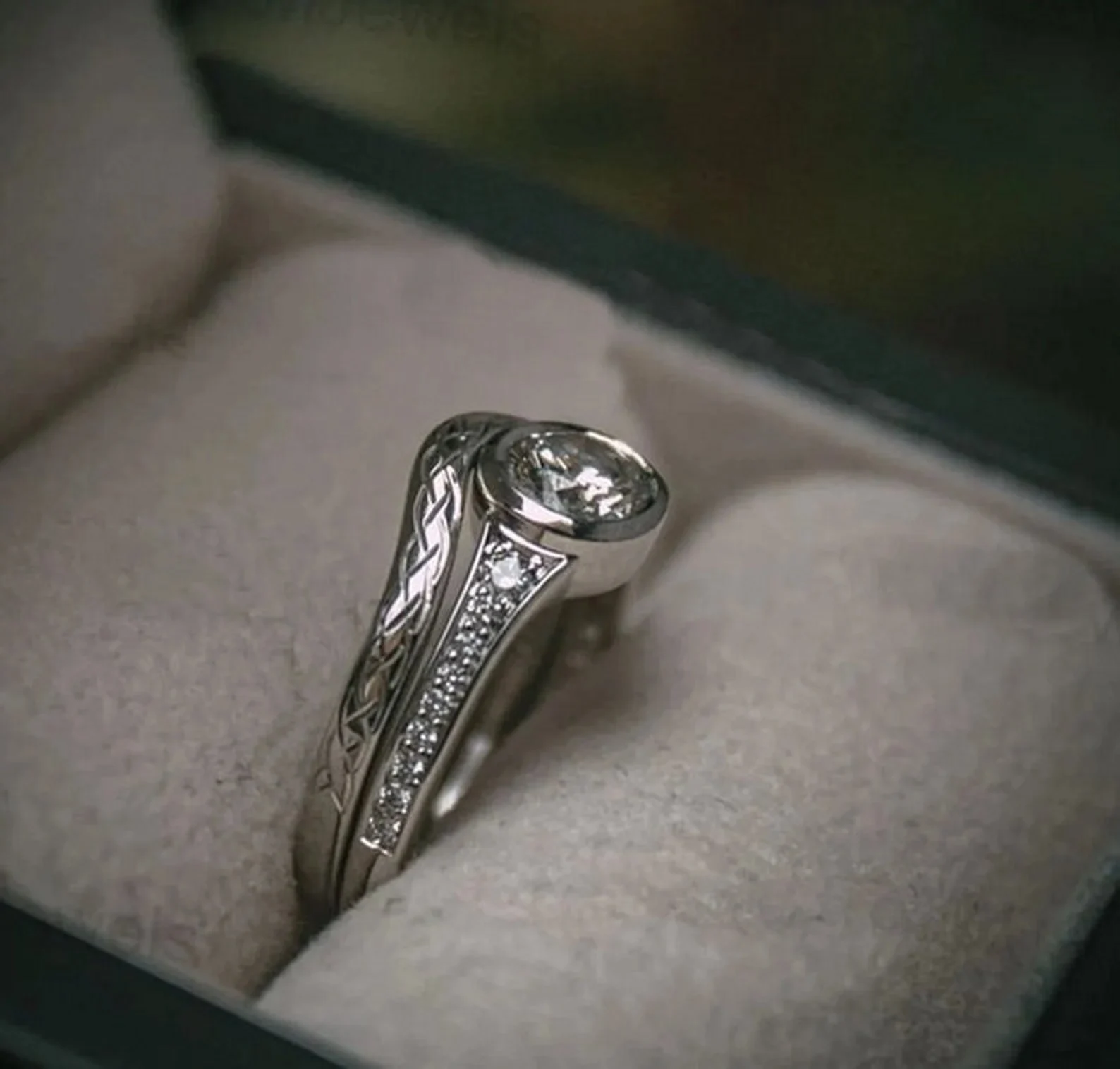 1890s Estate Vintage Bridal Set 1.20Ct Round Cut Diamond Engagement Ring Set In 925 Sterling Silver or 14K Gold Edwardian Antique Engagement Ring Set