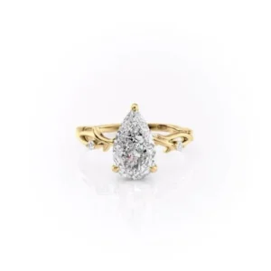 Twig Design Ring, Solitaire Engagement Ring, 3 CT Pear Cut Colorless Moissanite Ring, Anniversary Ring For Her Promise, 14K Gold Ring - Image 6