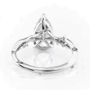 Twig Design Ring, Solitaire Engagement Ring, 3 CT Pear Cut Colorless Moissanite Ring, Anniversary Ring For Her Promise, 14K Rose Gold Ring