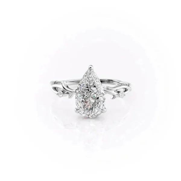 Twig Design Ring, Solitaire Engagement Ring, 3 CT Pear Cut Colorless Moissanite Ring, Anniversary Ring For Her Promise, 14K Rose Gold Ring