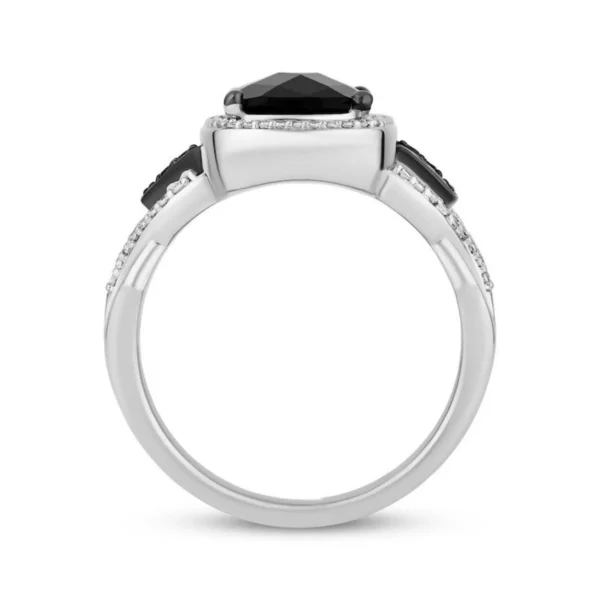 Disney Treasures The Nightmare Ring, Cushion-Cut Black Onyx & 1/8Ct CZ Diamond Ring in Sterling Silver, Valentine Gift Ring
