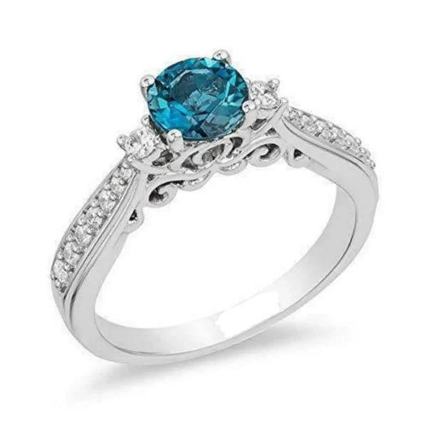 1.0ct Aqua Blue Enchanted Disney Cinderella Bridal Ring Love Engagement And Wedding Diamond Ring, Ring For Women Gift Her Wife Ring