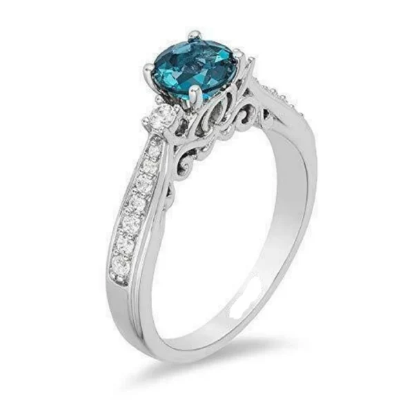 1.0ct Aqua Blue Enchanted Disney Cinderella Bridal Ring Love Engagement And Wedding Diamond Ring, Ring For Women Gift Her Wife Ring