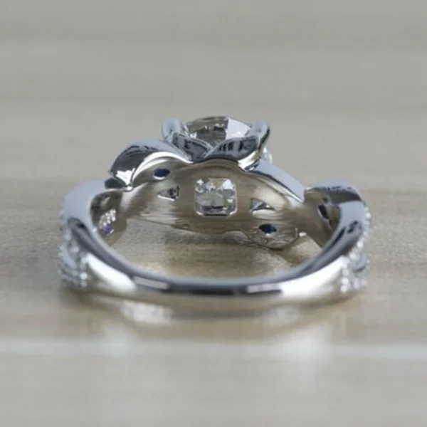 Vintage Twisted Petal Moissanite Engagement Ring Leaf Marquise Sapphire and Amethyst Diamond Engagement Ring, Bridal Ring