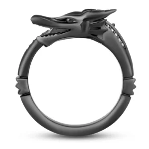 Enchanted Disney Villains Maleficent 1/8 CT. T.W. Diamond Dragon Wrap Ring in 925 Sterling Silver with Black Rhodium, Wedding Ring, Hotring