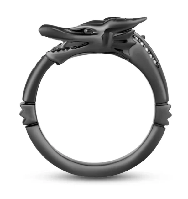 Enchanted Disney Villains Maleficent 1/8 CT. T.W. Diamond Dragon Wrap Ring in 925 Sterling Silver with Black Rhodium, Wedding Ring, Hotring