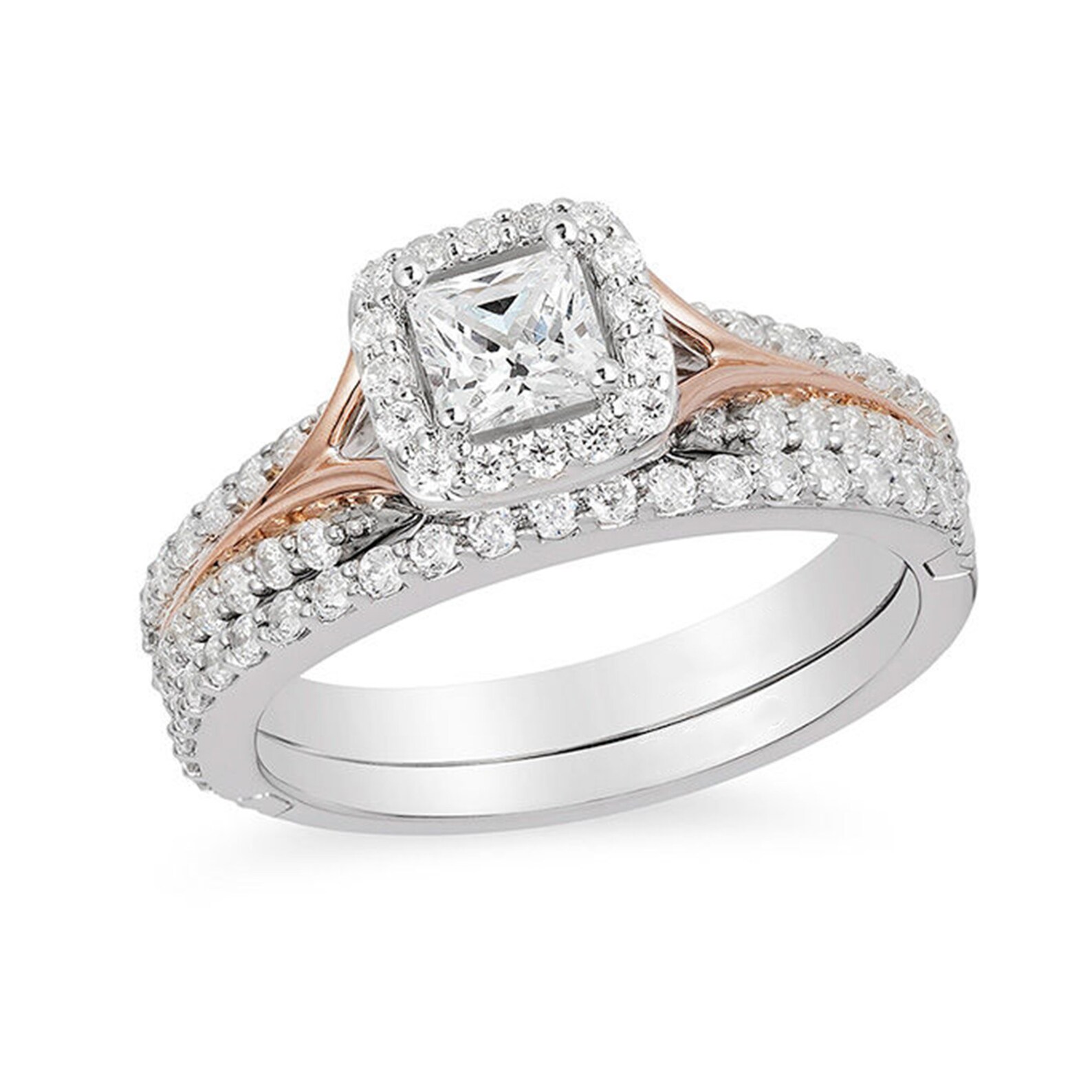 Enchanted Disney Ring, Disney Aurora Ring, 0.5 Ct Princess Diamond Frame Engagement Ring, Two Tone Engagement Ring, Classic Christmas Gift