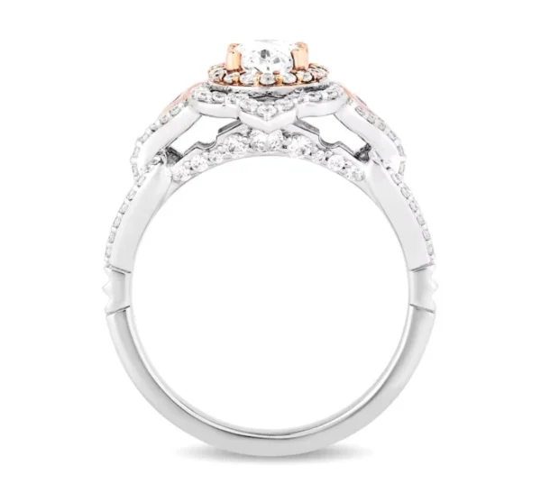 Enchanted Disney Ring Aurora 2.50 CT Oval Morganite Simulated Oval Ring Diamond Frame Engagement Cinderella Ring Disney 925 Silver Ring