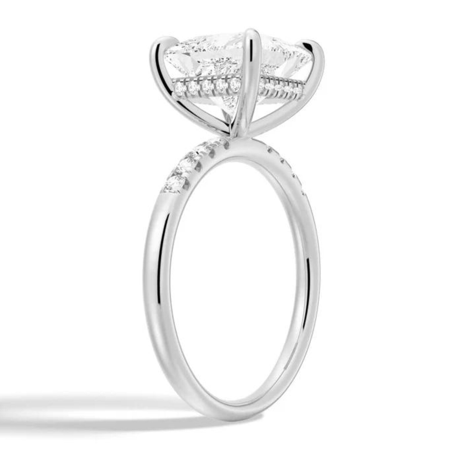 Solitaire Princess Cut Moissanite Diamond Engagement Ring, Moissanite Diamond Ring Half Eternity Anniversary Ring for Gift