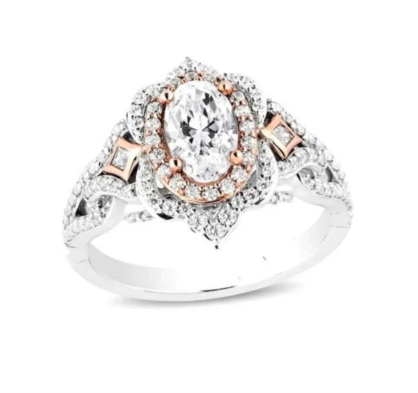 Enchanted Disney Ring Aurora 2.50 CT Oval Morganite Simulated Oval Ring Diamond Frame Engagement Cinderella Ring Disney 925 Silver Ring