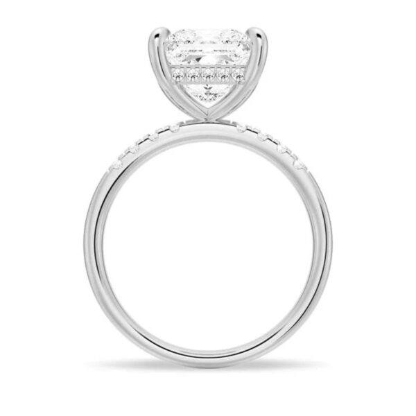 Solitaire Princess Cut Moissanite Diamond Engagement Ring, Moissanite Diamond Ring Half Eternity Anniversary Ring for Gift