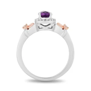 Enchanted Disney Fine Jewelry Amethyst and Diamond Ariel Ring in Sterling Silver