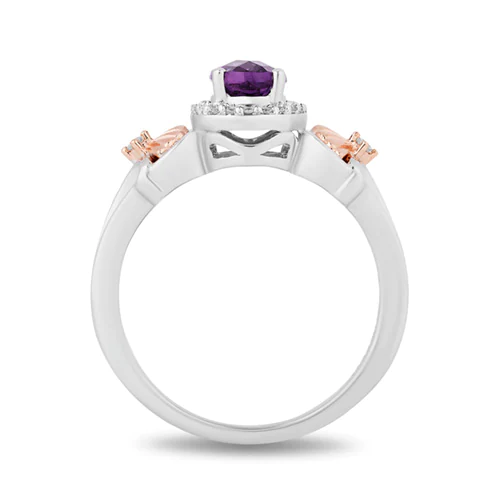 Enchanted Disney Fine Jewelry Amethyst and Diamond Ariel Ring in Sterling Silver