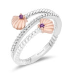 Ariel Shell Diamond and Amethyst Wrap Ring in Sterling Silver (1/10 ct. tw.)