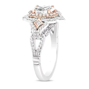 Enchanted Disney Ring Aurora 2.50 CT Oval Morganite Simulated Oval Ring Diamond Frame Engagement Cinderella Ring Disney 925 Silver Ring
