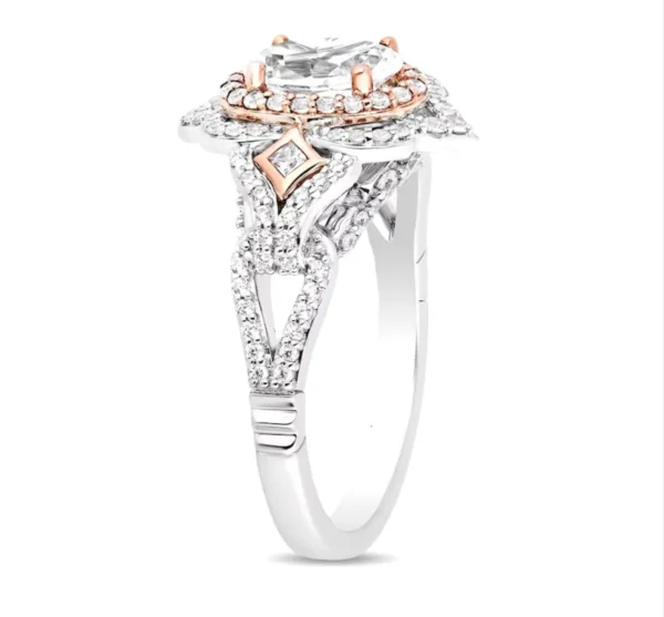 Enchanted Disney Ring Aurora 2.50 CT Oval Morganite Simulated Oval Ring Diamond Frame Engagement Cinderella Ring Disney 925 Silver Ring
